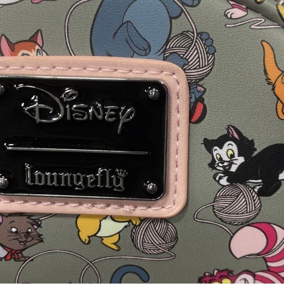 Loungefly Disney Cats Mini Backpack & Wallet Bundle Gray/Pink - Picture 6 of 6